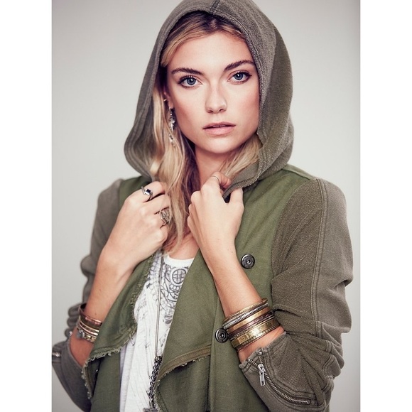 Free People Green Drippy Linen Jacket - Picture 2 of 7